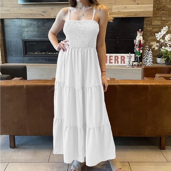 White Smocked Tiered Maxi Sundress - Brand New - Picture 7 of 7